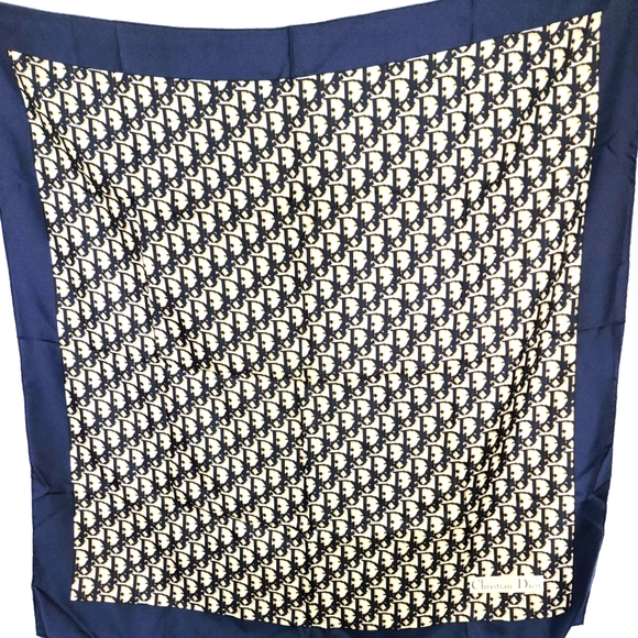 Christian Dior Logo Trotter 💯 Silk Scarf Big Size Vintage - Picture 1 of 6